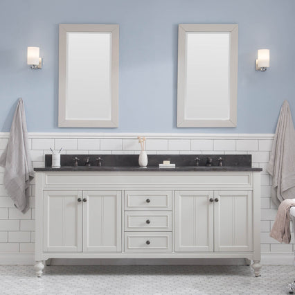 Water Creation Potenza 72" Bathroom Vanity in Earl Grey with Blue Limestone Top with Faucet and Small Mirror POTENZA72EGCF1 - Model Bath