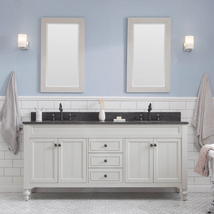 Water Creation Potenza 72" Bathroom Vanity in Earl Grey with Blue Limestone Top with Faucet POTENZA72EGF2 - Model Bath