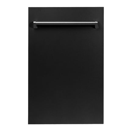 ZLINE 18" Top Control Dishwasher in Black Matte with Stainless Steel Tub and Traditional Style Handle DW-BLM-18 - Model Bath