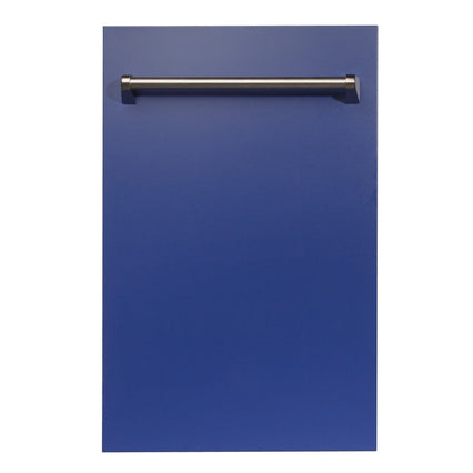 ZLINE 18" Top Control Dishwasher in Blue Matte with Stainless Steel Tub and Traditional Style Handle DW-BM-18 - Model Bath