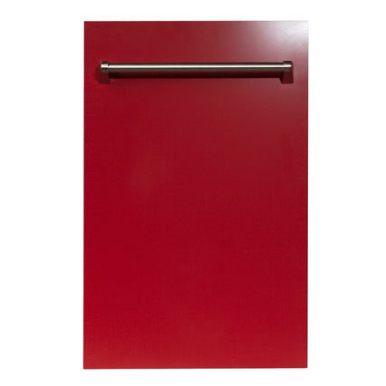ZLINE 18" Top Control Dishwasher in Red Gloss with Stainless Steel Tub and Traditional Style Handle DW-RG-18 - Model Bath