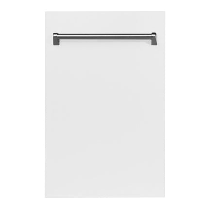 ZLINE 18" Top Control Dishwasher in White Matte with Stainless Steel Tub and Traditional Style Handle DW-WM-18 - Model Bath