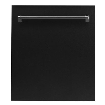 ZLINE 24" Top Control Dishwasher in Black Matte with Stainless Steel Tub and Traditional Style Handle DW-BLM-24 - Model Bath