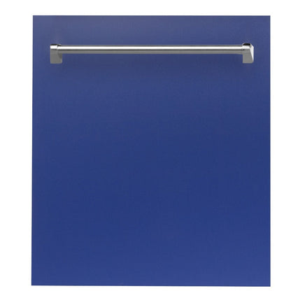 ZLINE 24" Top Control Dishwasher in Blue Matte with Stainless Steel Tub and Traditional Style Handle DW-BM-24 - Model Bath