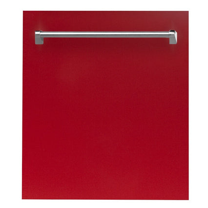 ZLINE 24" Top Control Dishwasher in Red Gloss with Stainless Steel Tub and Traditional Style Handle DW-RG-24 - Model Bath