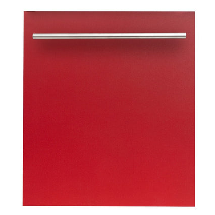 ZLINE 24" Top Control Dishwasher in Red Matte with Stainless Steel Tub and Modern Style Handle DW-RM-H-24 - Model Bath