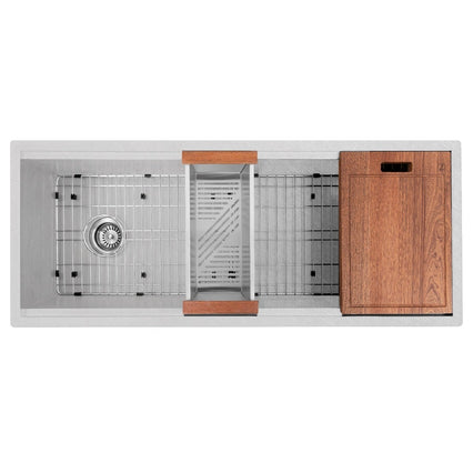 ZLINE Garmisch 43" Undermount Single Bowl Sink in DuraSnow® Stainless Steel with Accessories (SLS-43S) - Model Bath