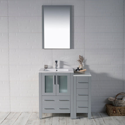 Sydney 36 Inch (Vanity Only) Metal Grey with side cabinet