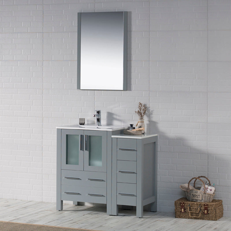 Sydney 36 Inch (Vanity Only) Metal Grey with side cabinet