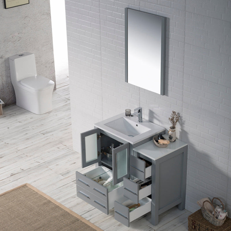 Sydney 36 Inch (Vanity Only) Metal Grey with side cabinet