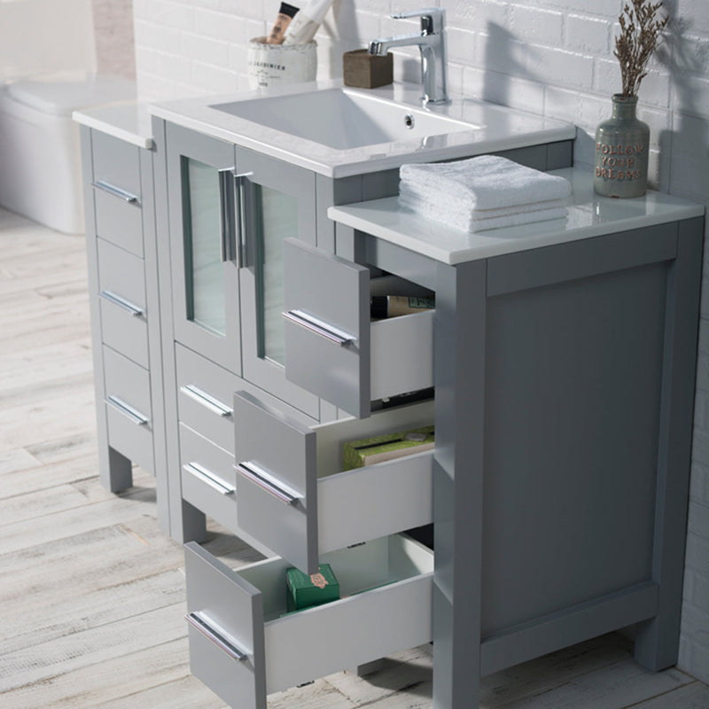 Sydney 48 Inch (Vanity Only) Metal Grey with side cabinet