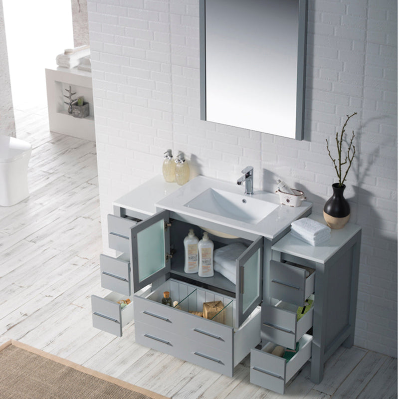 Sydney 54 Inch (Vanity Only) Metal Grey with side cabinet