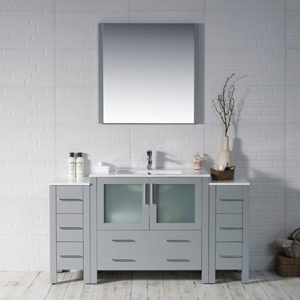 Sydney 60 Inch Single (Vanity Only) Metal Grey with two side cabinet