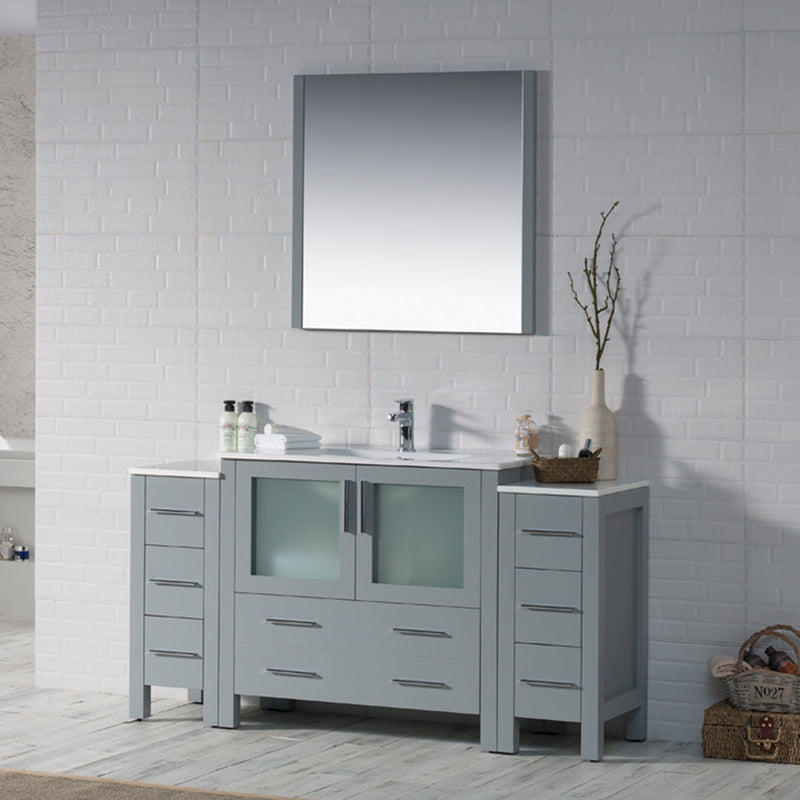 Sydney 60 Inch Single (Vanity Only) Metal Grey with two side cabinet