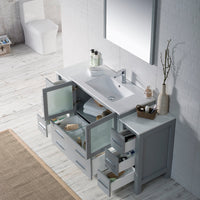 Sydney 60 Inch Single (Vanity Only) Metal Grey with two side cabinet
