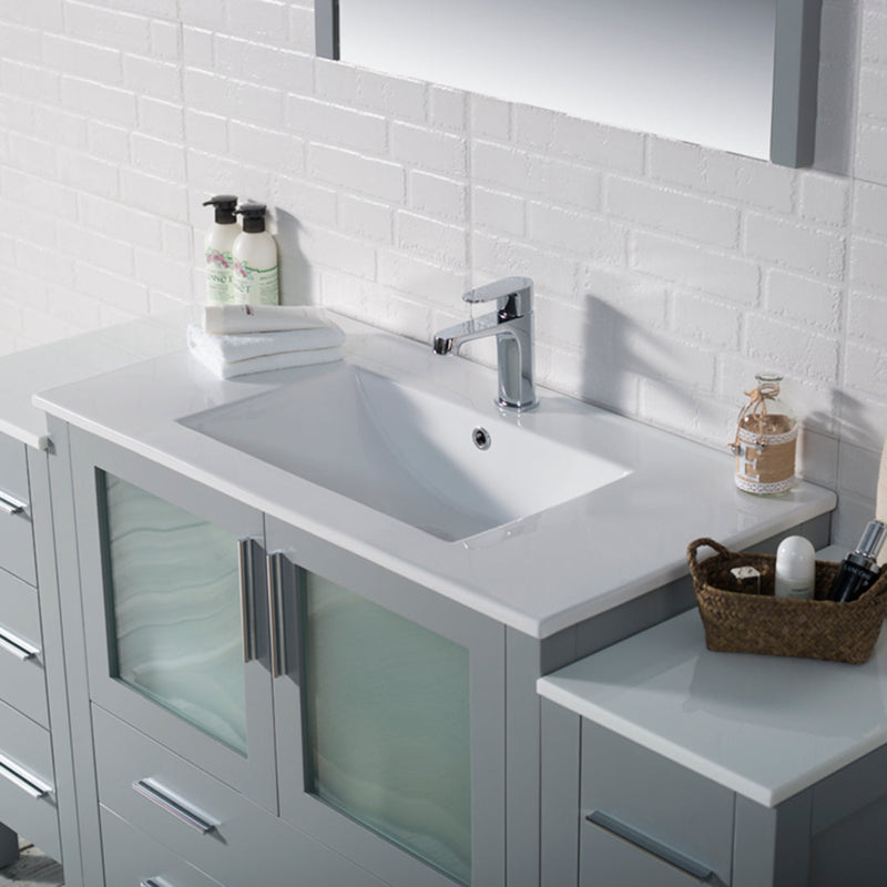 Sydney 60 Inch Single (Vanity Only) Metal Grey with two side cabinet