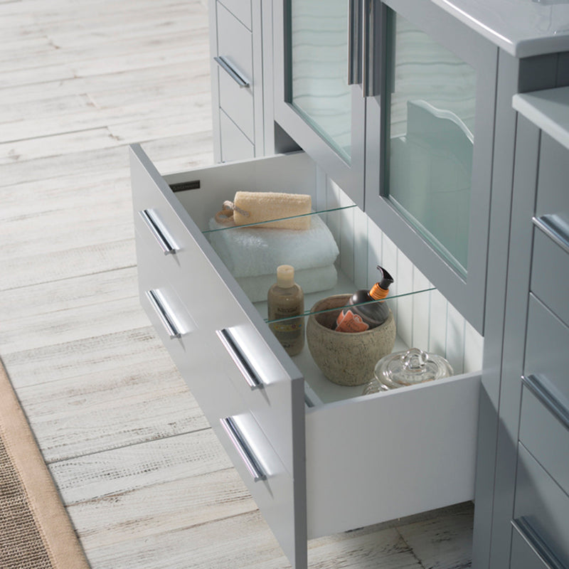 Sydney 60 Inch Single (Vanity Only) Metal Grey with two side cabinet
