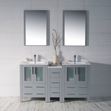 Sydney 60 Inch (Vanity Only) Metal Grey with side cabinet
