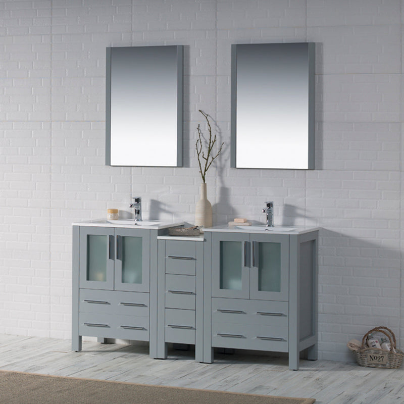 Sydney 60 Inch (Vanity Only) Metal Grey with side cabinet