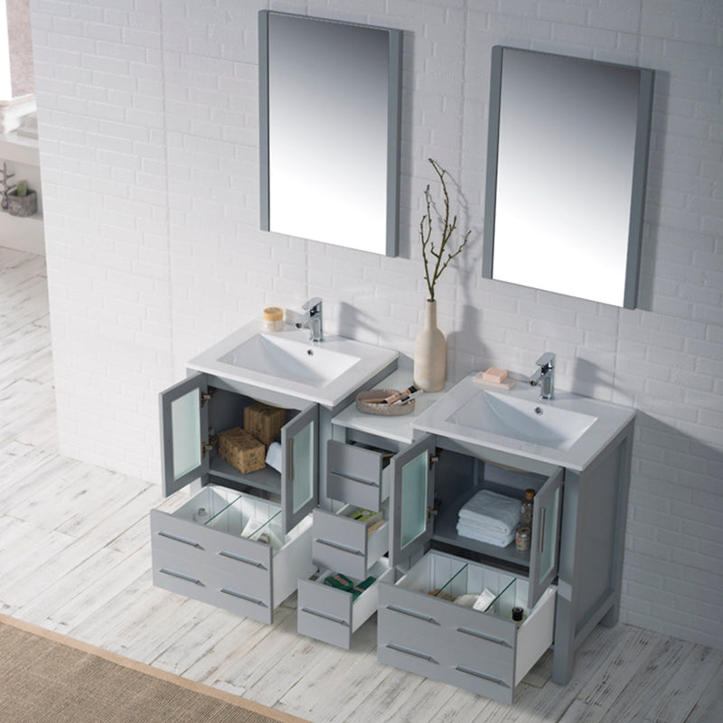 Sydney 60 Inch (Vanity Only) Metal Grey with side cabinet