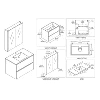 Valencia 30 Inch Vanity (Vanity Only) Glossy White