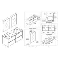 Valencia 48 Inch Double Vanity (Vanity Only) Glossy White