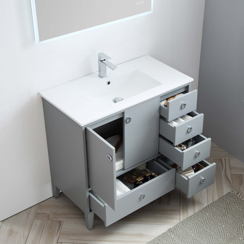 Lyon 36 Inch Vanity (Vanity Only) Matte Grey