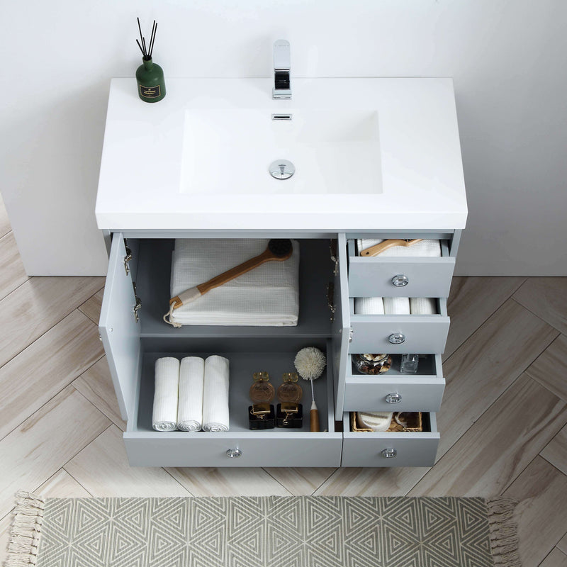 Lyon 36 Inch Vanity (Vanity Only) Matte Grey