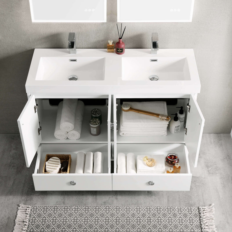 Lyon 48 Inch Vanity – Double Sinks (Vanity Only) Matte White