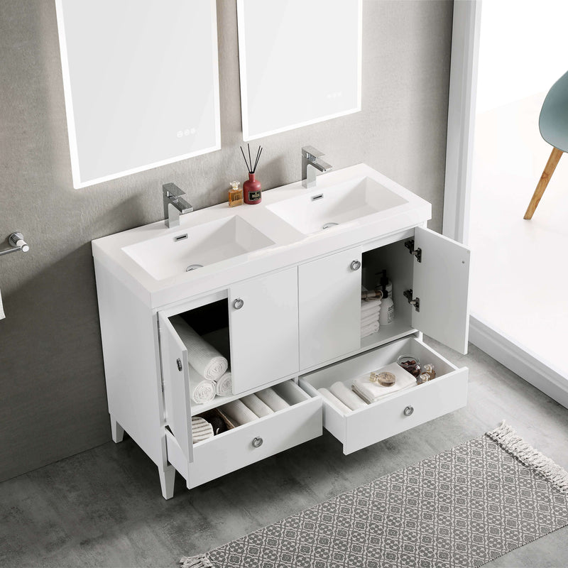 Lyon 48 Inch Vanity – Double Sinks (Vanity Only) Matte White