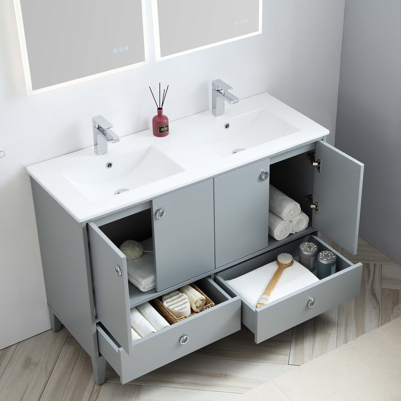 Lyon 48 Inch Vanity – Double Sinks (Vanity Only) Matte Grey