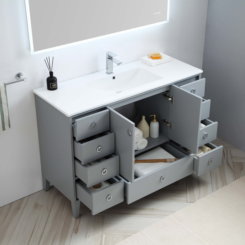 Lyon 48 Inch Vanity – Single Sink (Vanity Only) Matte Grey