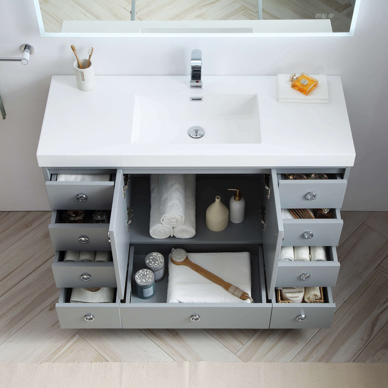 Lyon 48 Inch Vanity – Single Sink (Vanity Only) Matte Grey
