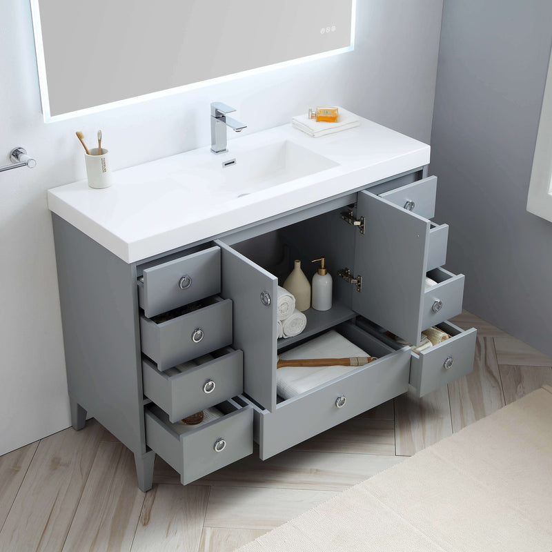 Lyon 48 Inch Vanity – Single Sink (Vanity Only) Matte Grey