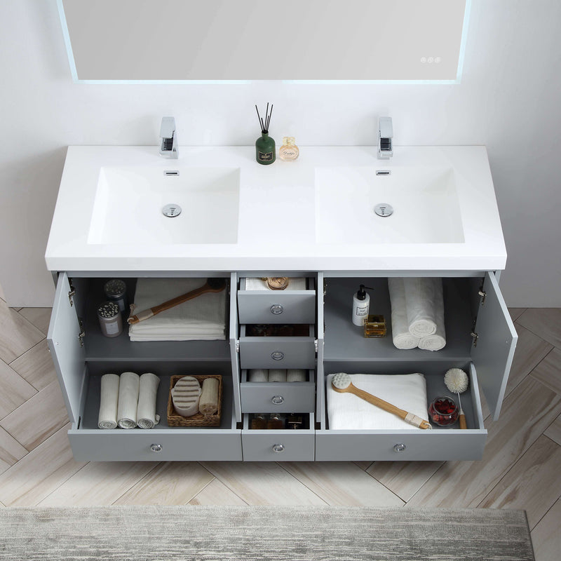 Lyon 60 Inch Vanity (Vanity Only) Matte Grey