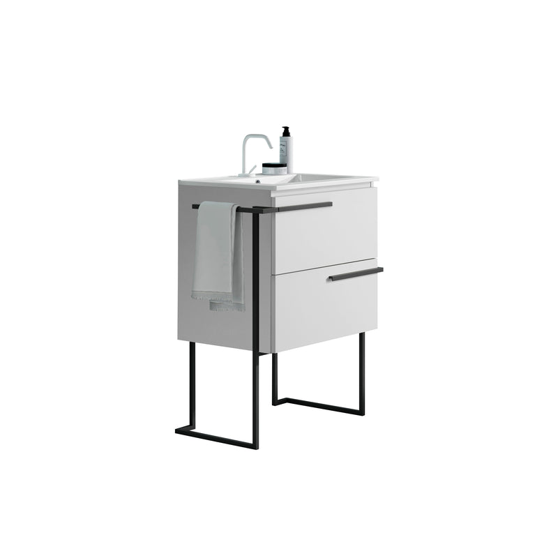 Scala 24" Vanity - White with Legs and Towel Bar