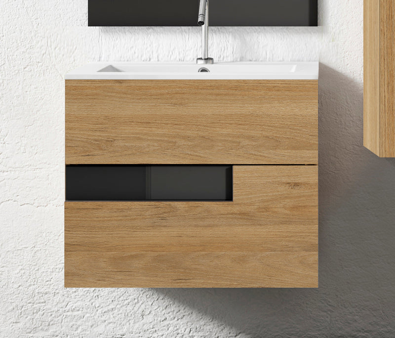 Vision Vanity 24" Canela and black glass handle
