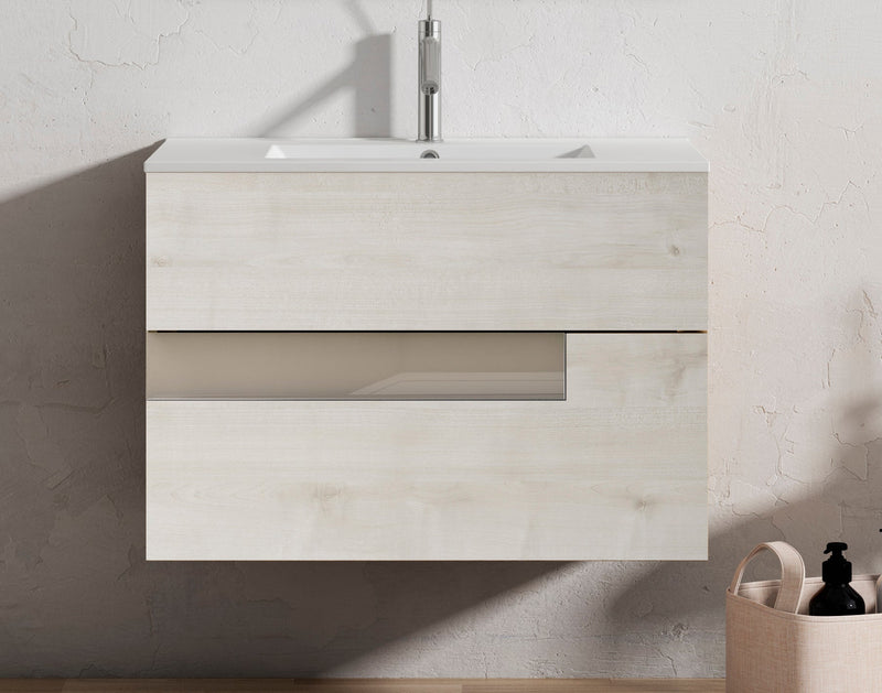Vision Vanity 32"  Abedul and tortora glass handle