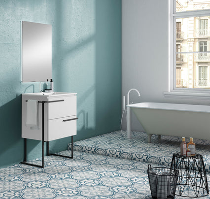 Scala 24" Vanity - White with Legs and Towel Bar