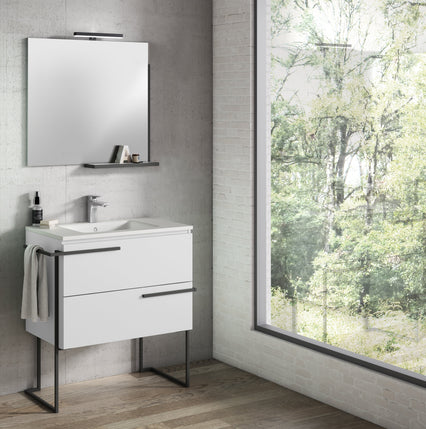 Scala 32" Vanity - White  with Legs and Towel Bar