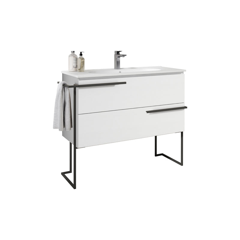 Scala 40" Vanity - White with Legs and Towel Bar