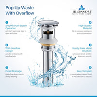 1-1/4” Brass Pop-up with Overflow Chrome