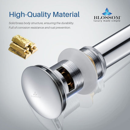 1-1/4” Brass Pop-up with Overflow Chrome