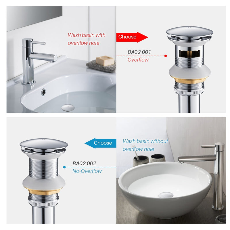 1-1/4” Brass Pop-up with Overflow Chrome