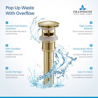 1-1/4” Brass Pop-up with Overflow Gold
