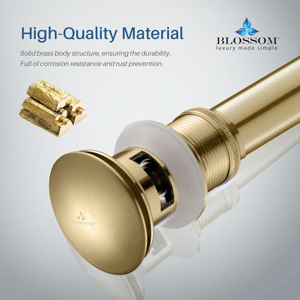 1-1/4” Brass Pop-up with Overflow Gold