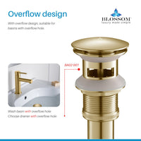 1-1/4” Brass Pop-up with Overflow Gold