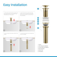 1-1/4” Brass Pop-up with Overflow Gold
