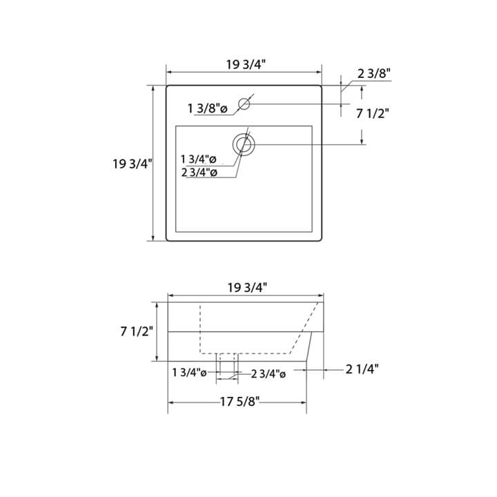Ceramic Basin 20″ X 20″ Top-Mount Square