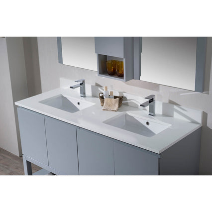 60.5″ Countertop (30″ Sink Base Cabinets) – White Quartz